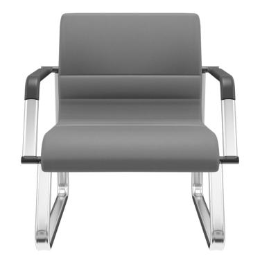 Imagem de Cadeira de Escritório Recepção com Braço Fixa Cromada Lev P03 Vinil Cinza - Lyam Decor