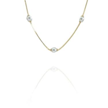 Imagem de Pulseira Infantil Com Pérolas Folheado Em Ouro 18k [f027]