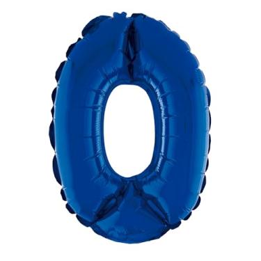 Imagem de BALAO METALIZADO C/CANUDO 16" AZUL NUMERO 0