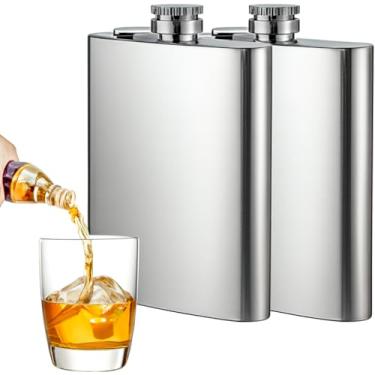 Imagem de Kit 2 Cantil Cantis de Bolso em Aço Inox 224ml Portátil para Bebidas Whisky Vodka Gin Cachaça