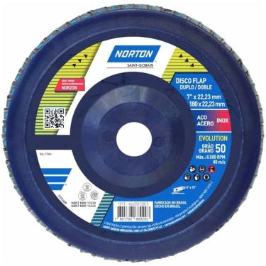 Imagem de Disco Flap Evolution R822 Grão 50 180x22,23mm - 66623313813 - NORTON
