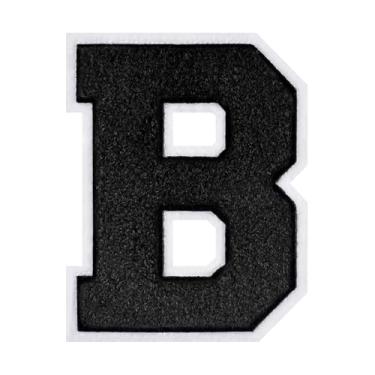 Imagem de 1 PÇ Patch de letra de chenille preto de 11,4 cm com borda branca – Remendos do alfabeto para roupas, jaquetas, mochilas, chapéus para decoração personalizada, nome personalizado e artesanato. (B)