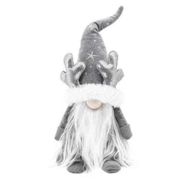 Imagem de Etistta Gnomos Decorações de Natal, 45,7 cm feito à mão, chifre de alce prateado, decoração de Natal Tomte Santa sueco (cinza)