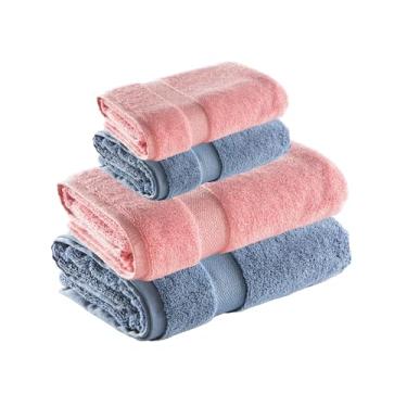 Imagem de Jogo de Toalhas Super Soft Zero Twist 4 Pe�as � Banh�o e Rosto � 500g/m� � Toque Macio, Alta Absor��o e Secagem R�pida � Altihaus (Rosa/Azul)