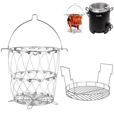 Imagem de DELSbbq Cesta de fritadeira de peru para Char-Broil 6776791W06 Big Easy Oil-less e cesta de beliche, cesta padrão de atualização compatível com fritadeira de peru Charbroil Big Easy sem óleo.