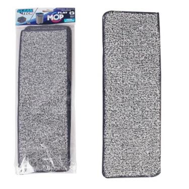 Imagem de Refil para Mop Flat, Microfibra Cinza, 32x12cm, Kit com 2 Unidades, para Limpeza de Pisos Cerâmicos e Laminados