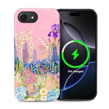 Imagem de ZHEGAILIAN Capa 2 em 1 para iPhone 16e 6,1 polegadas, compatível com MagSafe à prova de choque antiderrapante com capa de proteção de corpo inteiro, design de impressão fashion fosco texturizado fosco