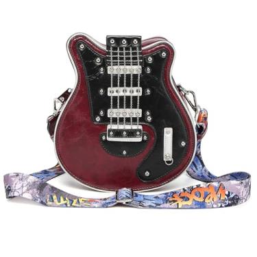 Imagem de Bolsa tiracolo masculina e feminina de couro sintético exclusiva para música, 1 clarete pequeno, Medium