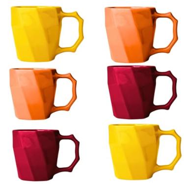 Imagem de Jogo de Xicara, Jogo de Canecas Cerâmicas Kit 6 peças Louça Café Da Manha Conjunto(AMARELO/MAGENTA/LARANJA)
