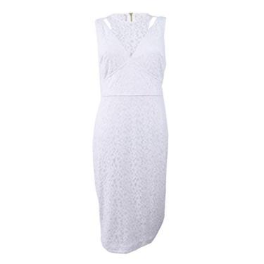 Imagem de Calvin Klein Vestido feminino de renda em camadas, Branco, 5