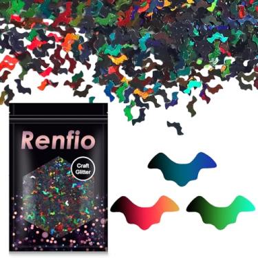 Imagem de Renfio Confete Holográfico De Morcego Com Glitter, 50G, Formato Morcego, Lantejoulas Brilhantes, Resina Brilhante, Grossas Para Moldes Diy, Arte Em Unhas, Suprimentos Festa Halloween, Decoração Feri