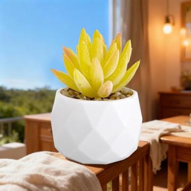 Imagem de Planta suculenta artificial em vaso decorativo, suculenta falsa realista para decoração de casa, escritório e jardim, planta interna de fácil manutenção