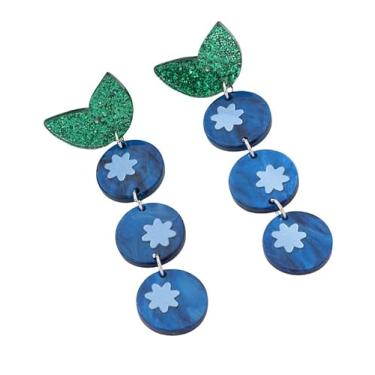 Imagem de Brincos femininos com pingente de acrílico de mirtilo, primavera, verão, férias, festa, acessórios diários, joias modernas