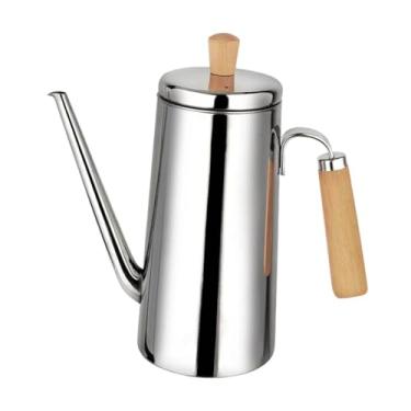 Imagem de SiaBiced Dispensador de óleo em aço inoxidável, pote para óleo, galheteiro multifuncional para churrasco, 1000ml Cabo de Madeira