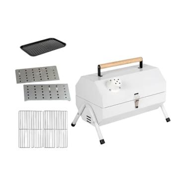 Imagem de Generic Churrasqueira portátil Churrasqueira ao ar livre Fogão de mesa Forno de cozimento Grelha dobrável para viagem Praia Fazenda Quintal, Branco com Grelha