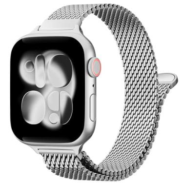 Imagem de TRA Pulseira fina milanesa compatível com Apple Watch séries 11, 10, 9, 8, 7, 6, 5, 4, 3, 2 e 1 de 38 mm, 40 mm, 41 mm, 44 mm, 45 mm, 49 mm, ultra SE