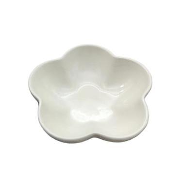 Imagem de prato de lanche Prato fundo de cerâmica cor sólida com 5 polegadas para flores, prato pequeno para mergulhar, utensílios cozinha para casa tigela de sopa(Branco)
