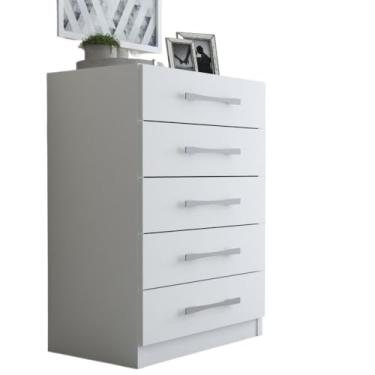 Imagem de Cômoda Grande com 5 Gavetas – Para Quarto Casal ou Solteiro, Gaveteiro Funcional(Branco)