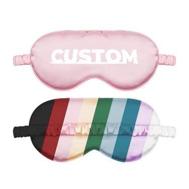 Imagem de Máscara de olho de seda respirável personalizável com alça elástica máscaras de sono de seda com faixa de cabeça para homens e mulheres, máscaras confortáveis para dormir, máscara macia para os olhos