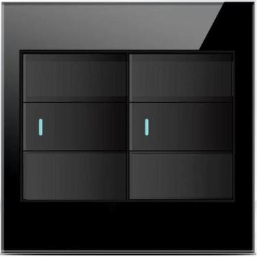 Imagem de Interruptor 2 Teclas Tipo Pulso Vidro Temperado 4x4 Preto - AUTOMAÇÃO 