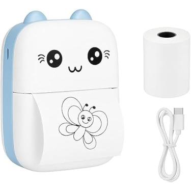 Imagem de Mini Impressora Térmica Portátil, Bluetooth Sem Fio, Impressão de Fotos, Etiquetas, Lembretes e QR Code, Compatível com Android e iOS (Azul)