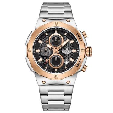 Imagem de Relógio De Quartzo Esportivo Militar Em Aço Inoxidável À Prova Da Água Impermeavel Prata Rose