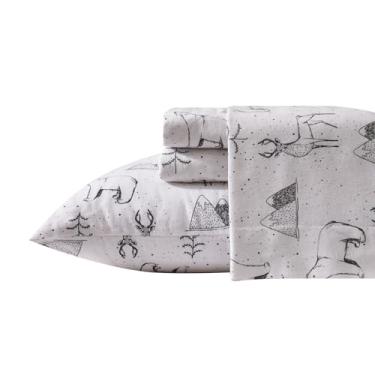 Imagem de New Season Naturally Yours - Jogo de lençol King flanela 100% algodão suavemente escovado - Lençóis de cama estampados elegantes - Conjunto de lençóis quentes e respiráveis