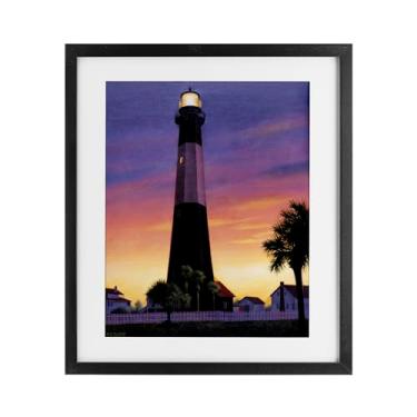 Imagem de Stupell Industries Georgia Tybee Island Lighthouse Impressão emoldurada preta sob vidro, design por Wind River Studios, 40,6 x 33,5 cm