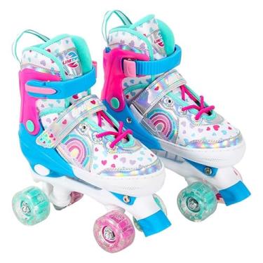 Imagem de Patins roller com luz nas 4 rodas tamanho P 30-33 holográfico 60 kg