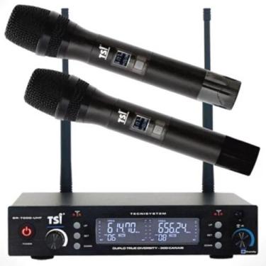 Imagem de Microfone S/ Fio BR7000 Uhf Digital Duplo 300 canais Tsi Dinâmico