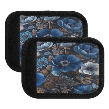 Imagem de Qilmy Retrô padrões florais bagagem alça envoltório pacote 2 identificadores de bagagem etiqueta confortável alça pega capa para carrinho mala mala avião acessórios de viagem 701