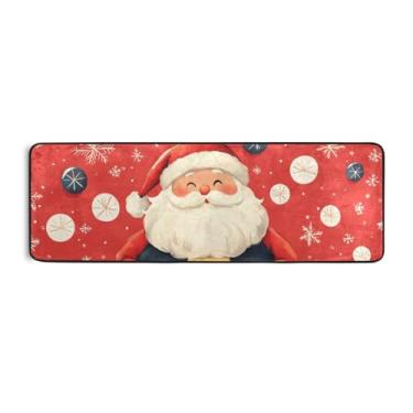 Imagem de Burbuja Tapete de Natal Santa Runner 61 x 183 cm, tapete lavável antiderrapante com suporte de borracha, tapete para sala de estar, corredor, decoração de casa