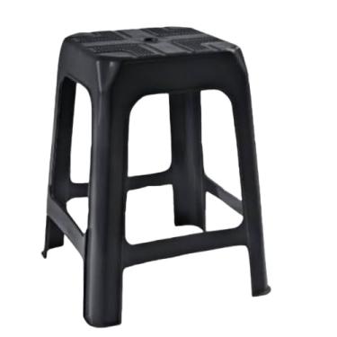 Imagem de Kit 10 Banqueta Preta De Plástico Resistente Reforçada Preta Suporta Até 120kg Banco Adulto(Banqueta Plastica Preta,6 Unidades)