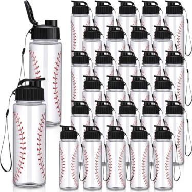 Imagem de Mifoci Garrafa de água esportiva de beisebol de 30 peças de garrafas de água de plástico a granel de 500 ml com alça leve à prova de vazamento, garrafas dobráveis de plástico reutilizável para festas