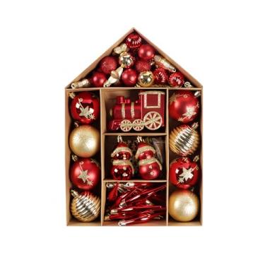 Imagem de Conjunto de enfeites de Natal com design holográfico de glitter, decorações de árvore de Natal de plástico para casa, festa, conjunto de pendurar na parede com boneco de neve, árvore, formas de