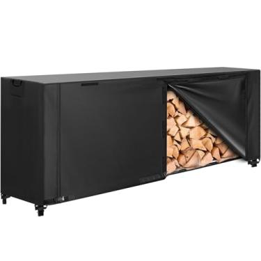 Imagem de KALINCO Capa de rack de lenha de 2,5 m, capa impermeável para toras, capa de armazenamento de lenha Oxford 600D resistente com zíper e fita de (rack de toras não incluído)