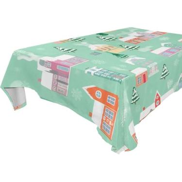 Imagem de Burbuja Toalha de mesa para casas cobertas de neve, toalha de mesa retangular, anti-rugas, grossa para decoração de jantar, cozinha, festa, 137 x 183 cm