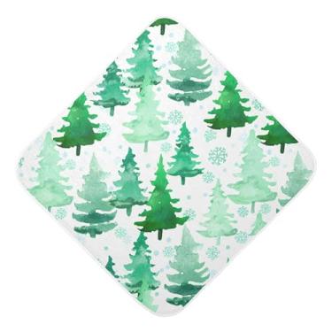 Imagem de Burbuja Toalha de banho de árvore de Natal para bebês - Toalha com capuz de musselina macia e absorvente para recém-nascidos, 89 x 89 cm