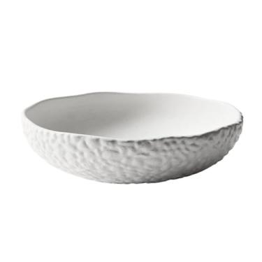 Imagem de Fruteira Fruteira decorativa de cerâmica texturizada para cozinha e sala de estar. Decoração de mesa(Branco)