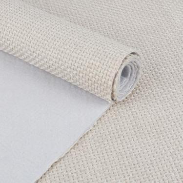 Imagem de BENECREAT Tecido de linho de poliéster espesso branco de 1,58 m, fibra de linho multiuso de 100 cm de largura, material de estofamento de textura grossa para decoração de festa de casamento, Natal