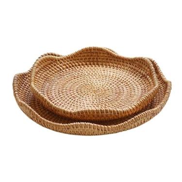 Imagem de Fruteira Pratos de servir com borda ondulada, bandeja multiuso para frutas e petiscos, organizador de mesa decorativo Decoração de mesa