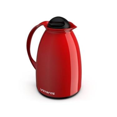 Imagem de Garrafa Térmica para Água Café Chá, 650ml, Vermelha, Ampola de Vidro, Livre de BPA, Conservação Térmica 8 Horas, 21.5cm Altura
