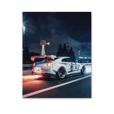 Imagem de HouLaiZhe Esportes Japoneses Jdm R34 Carro Spitfire Posters Tela Estética Sala Decoração de Parede Impressões Galeria Sala Decoração de Parede para Quarto Sala de Estar Escritório 16 x 20 polegadas