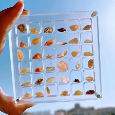 Imagem de Caixa de Armazenamento Conchas Magnéticas Estojo Exposição Acrílico Transparente Organizadores Empilháveis para Artesanato Pequeno Brinquedos Estrelas do Mar Pingentes Pins Contas Bijuterias Materiais