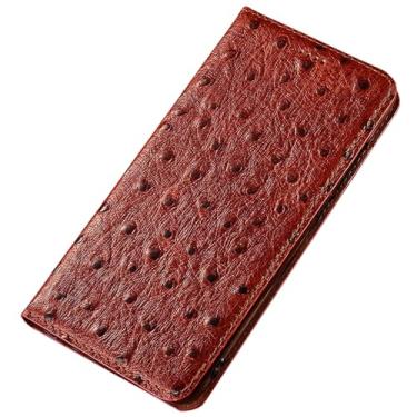 Imagem de LTLMYDAM Capa carteira para Xiaomi 17 Pro Max/17 Pro/17, capa clássica de couro genuíno feita à mão, proteção contra choque, capa flip luxuosa, vermelha, 17 Pro Max