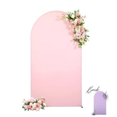 Imagem de Capa de fundo de arco rosa roxo 1,8 m para festa de casamento, decoração de pano de fundo elástico, decoração de chá de bebê, chá de panela, aniversário, lavanda, lilás e elastano