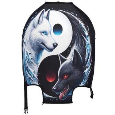 Imagem de Joisal Yin Yang Protetor de Bagagem Lobo de Gelo Capas de Mala de Proteção Capa de Terno Acessórios de Bagagem de Viagem,, Yin Yang Ice Wolf, XL, Fits 29-32 Inch Case, Capa de mala