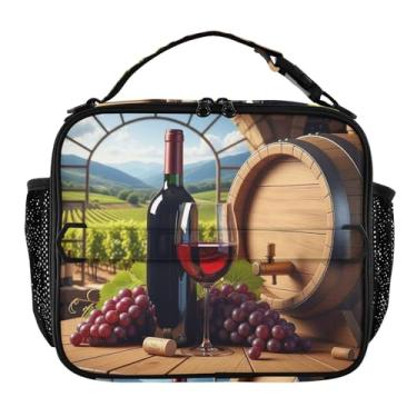 Imagem de Joisal Lancheira retrô vintage de vinho de uva para mulheres, meninas, lancheira masculina e infantil, lancheira para trabalho, bolsa térmica para meninos