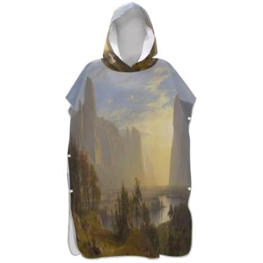 Imagem de Joisal Poncho de surfe para adultos trocador de roupa de praia com capuz toalha de banho de secagem rápida ponchos femininos com capuz paisagem impressão cenário