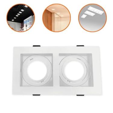 Imagem de Spot Duplo Embutir Recuado Quadrado Direcionável Gu10 Branco